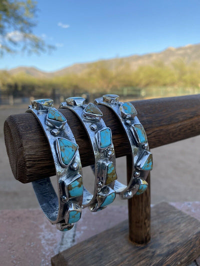 Handcrafted Royston Turquoise Sterling Silver Bangle By Jude Candeleria