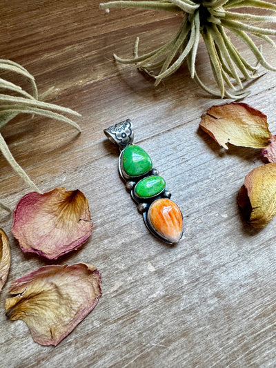 Boyd Ashley 3-Stone Pendant – Spiny Oyster & Green Turquoise, Sterling Silver