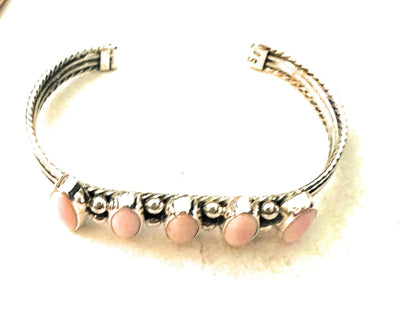 Handcrafted Queen Pink Conch & Sterling Silver Cuff Bracelet
