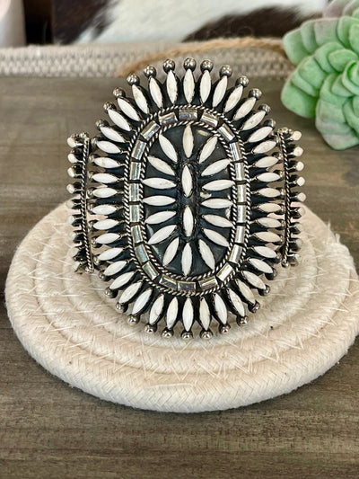 Handmade White Buffalo & Sterling Silver Cuff Bracelet