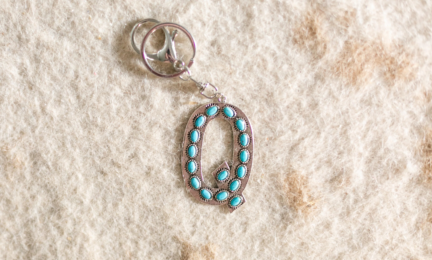 Turquoise Initial Keychain