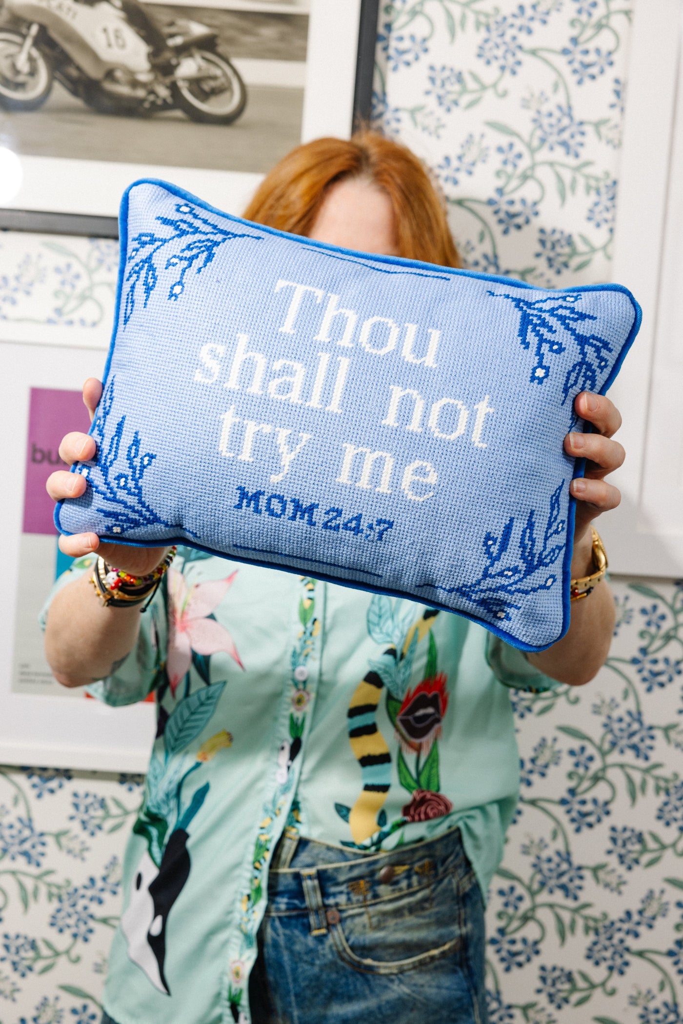 Try Me Needlepoint Pillow