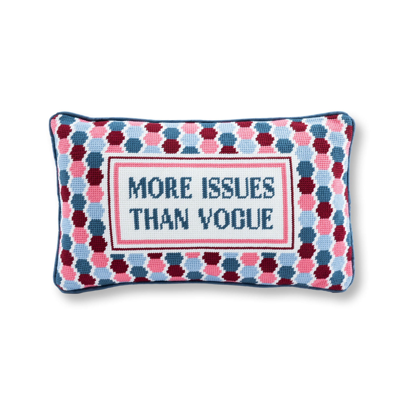 More Issues Needlepoint Pillow