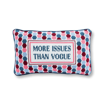More Issues Needlepoint Pillow