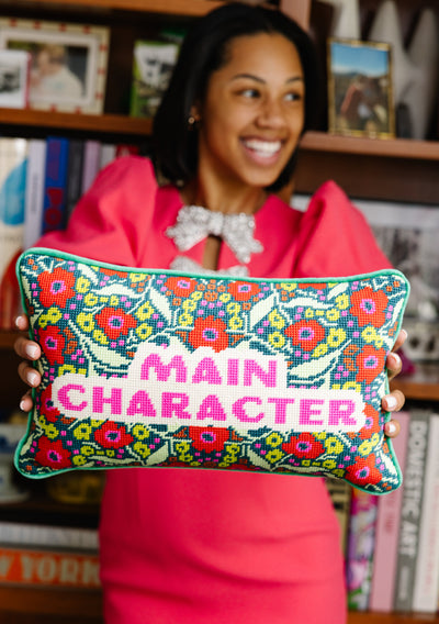Main Character Needlepoint Pillow