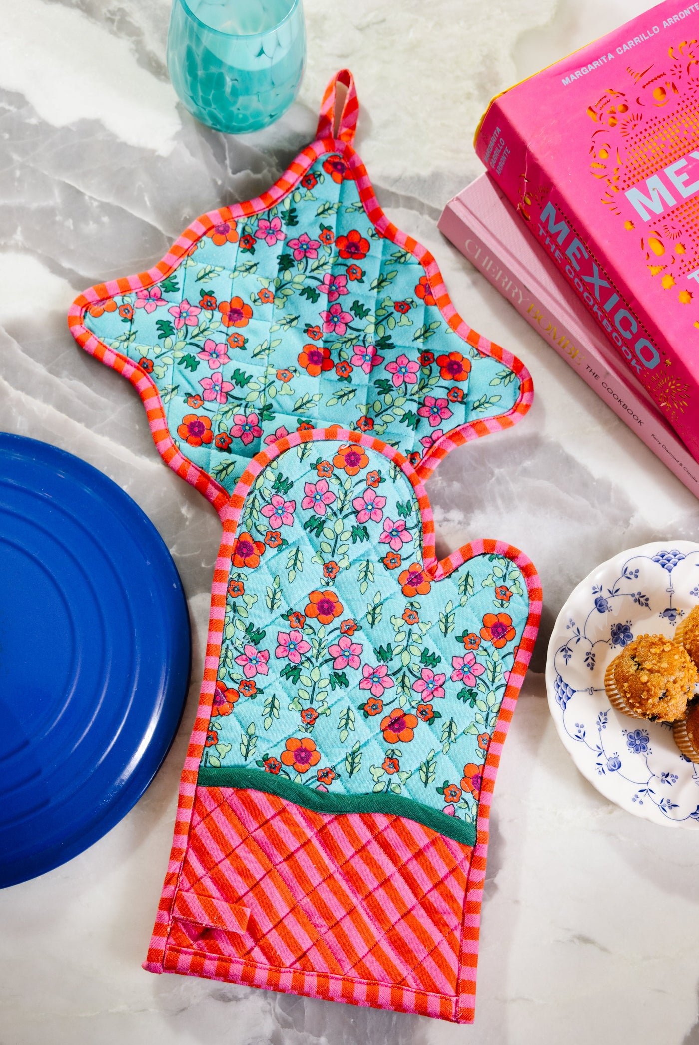Turquoise Pot Holder & Oven Mitt