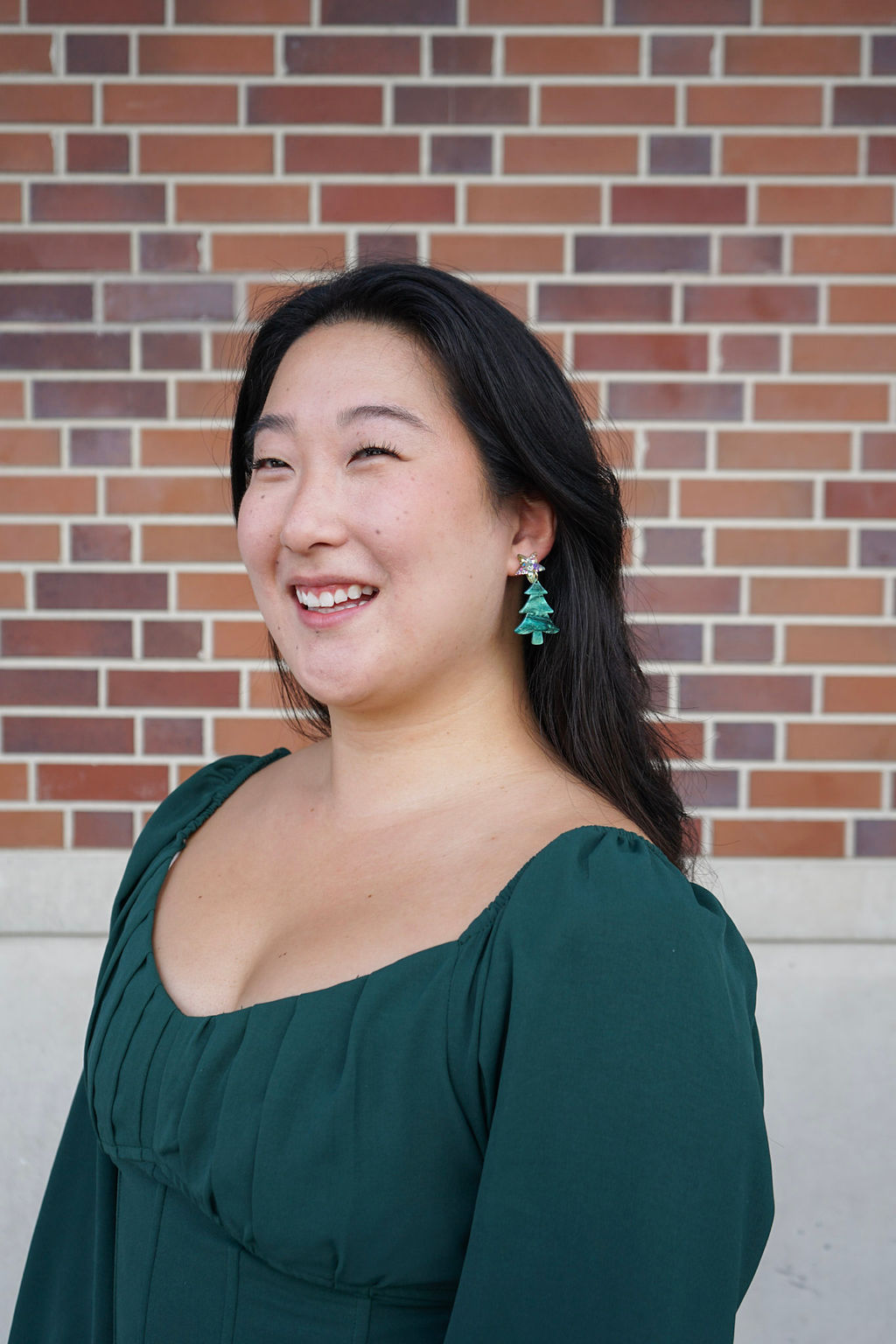 Star Christmas Tree Earrings - Green Shimmer