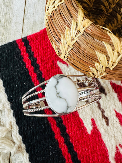Handcrafted Howlite & Sterling Silver Cuff Bracelet