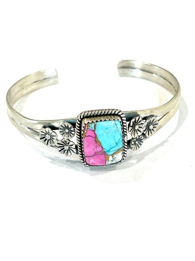 Handmade Cotton Candy & Sterling Silver Cuff Bracelet