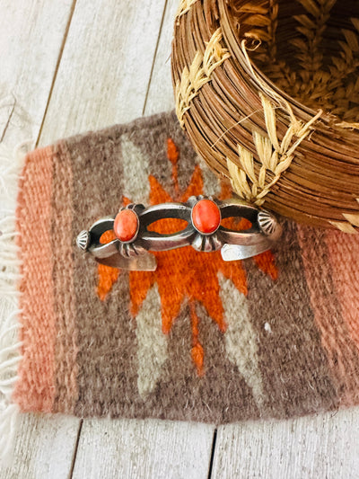 Handcrafted Spiny Oyster & Sterling Silver Cuff Bracelet by Chimney Butte