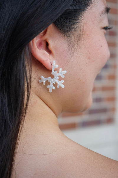 Snowflake Hoops - Cream