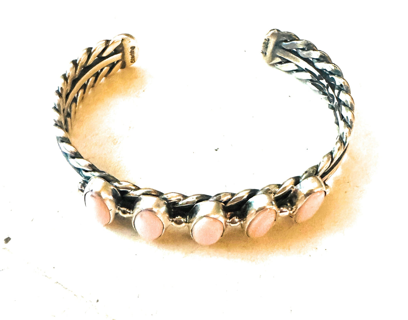 Handcrafted Queen Pink Conch Shell & Sterling Silver Cuff Bracelet