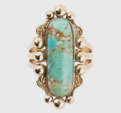“The Golden Collection” Tucson Turquoise Ring Handmade Gold Plated Ring SIZE 5.5