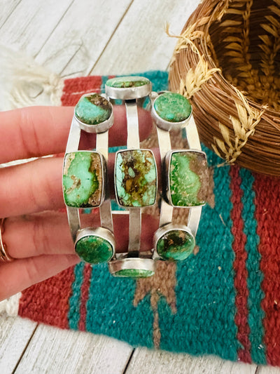 Handcrafted Royston Turquoise & Sterling Silver Cuff Bracelet /
