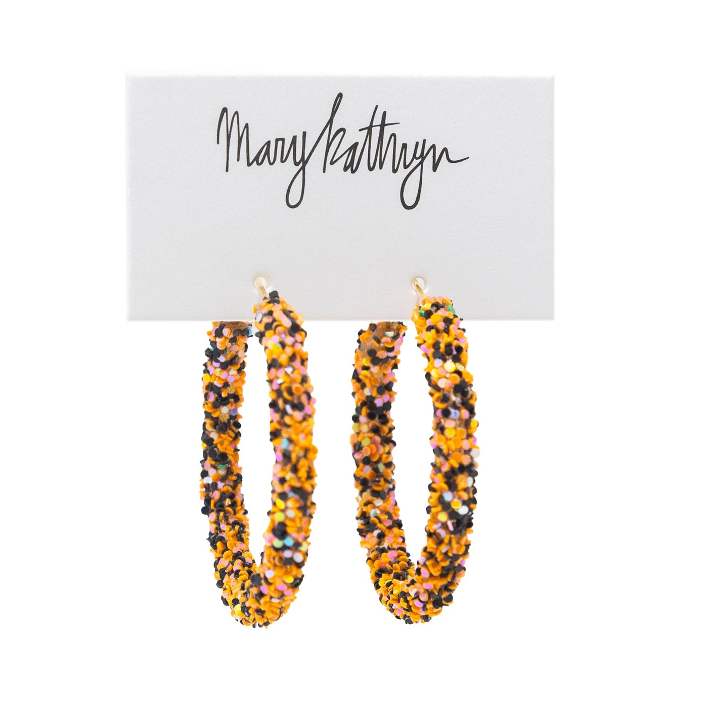 Orange and Black Glitter Hoops