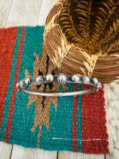 Chimney Butte Navajo Sterling Silver Studded Bangle Bracelet
