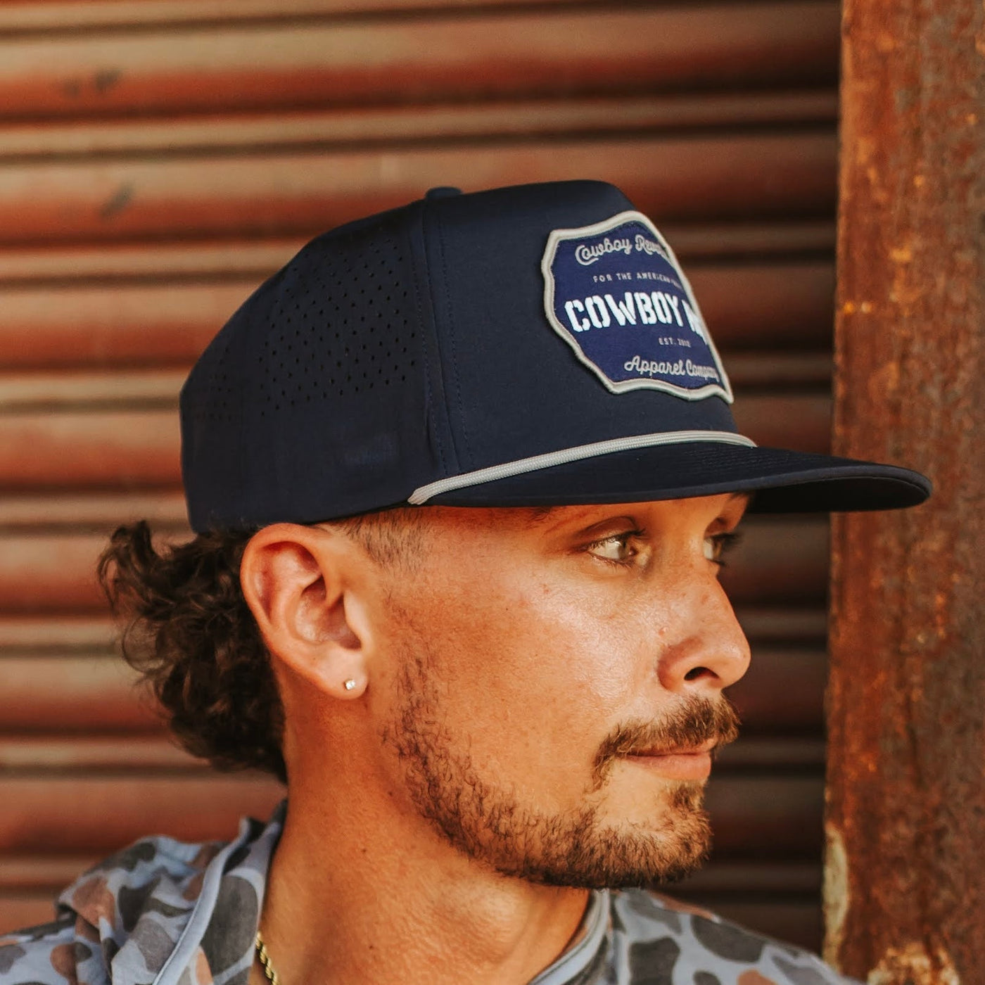 “Cowboy Hat” Performance Patch Rope Hat - Navy Blue