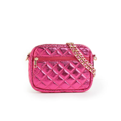 SueEllen Quilted Small Crossbody Bag with Gold Chain Strap