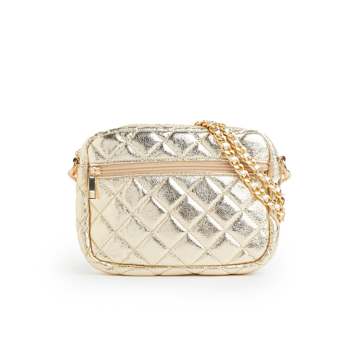 SueEllen Quilted Small Crossbody Bag with Gold Chain Strap
