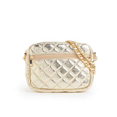 SueEllen Quilted Small Crossbody Bag with Gold Chain Strap