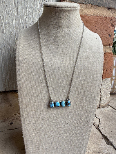 Handmade Sterling Silver Golden Hills Turquoise Bar Necklace
