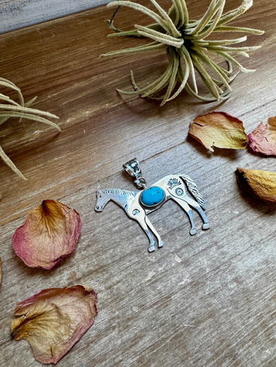 The Devon - Horse-Shaped Pendant with Kingman Turquoise