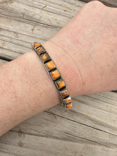 Handmade Spice & Sterling Silver Cuff Bracelet (more orange)