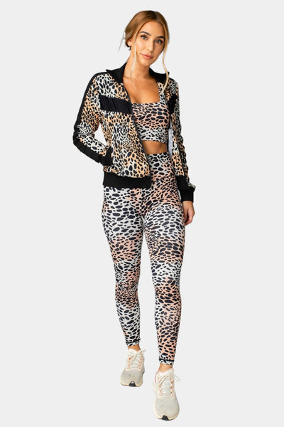 Vonn Elastic Long Sleeve Zip Up Jacket - Cheetah