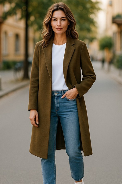 SC - Juliette Olive Mid-Length Coat
