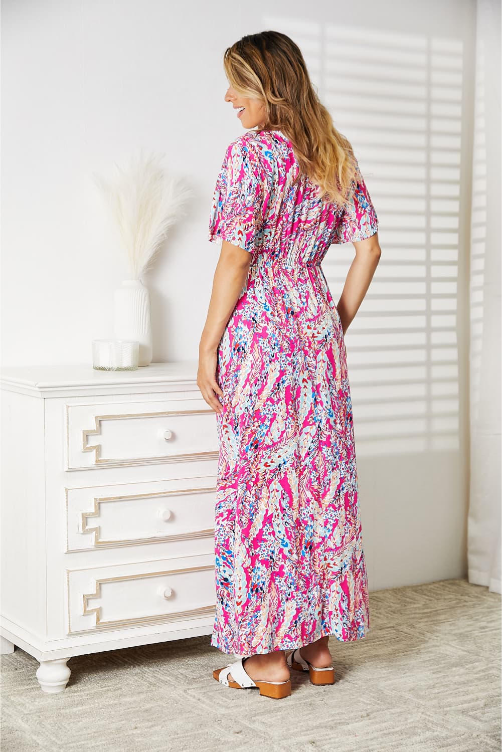 Double Take Multicolored V-Neck Maxi Dress