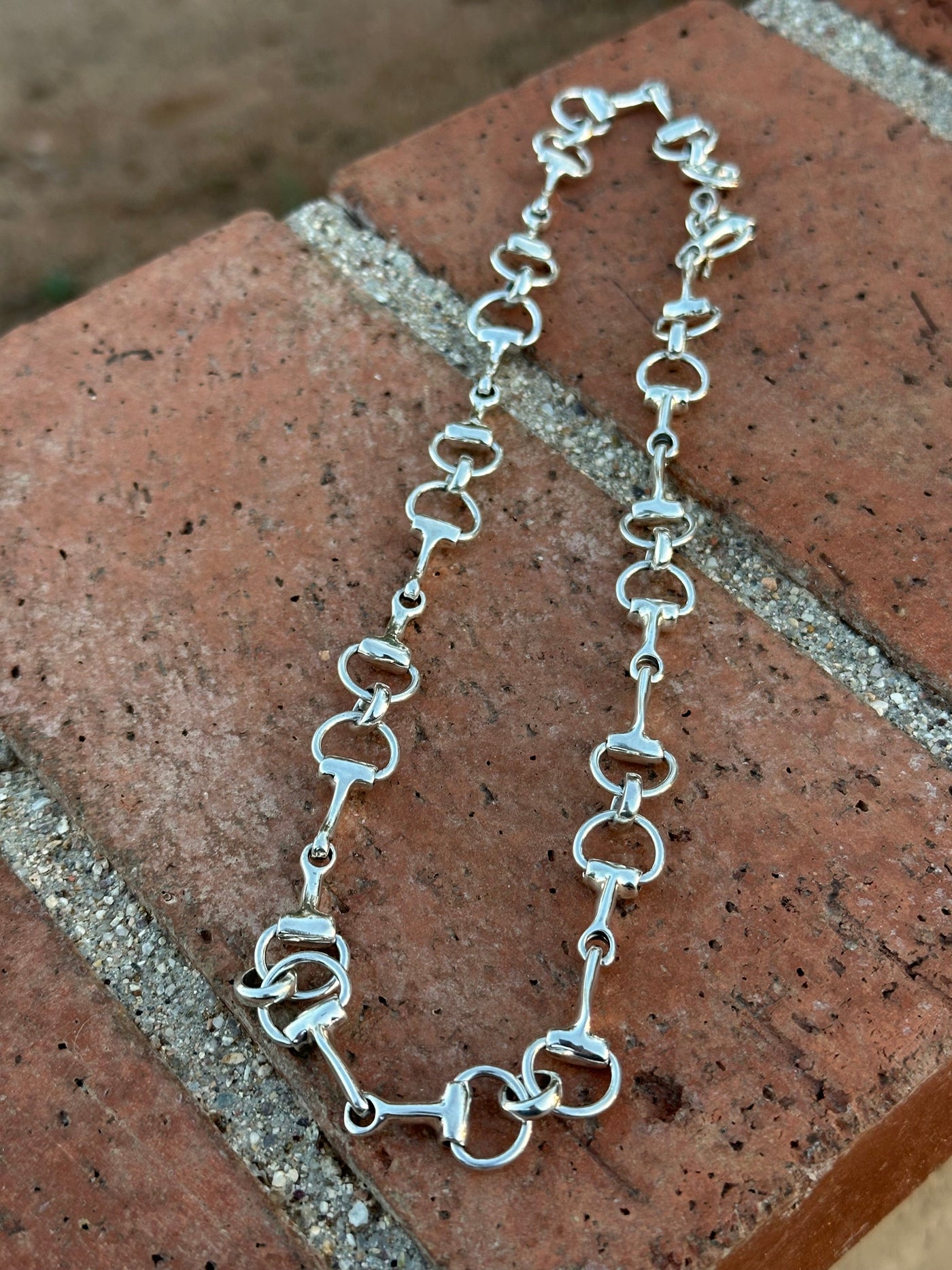 Sterling Silver Snaffle Bit Chain Necklace 20”
