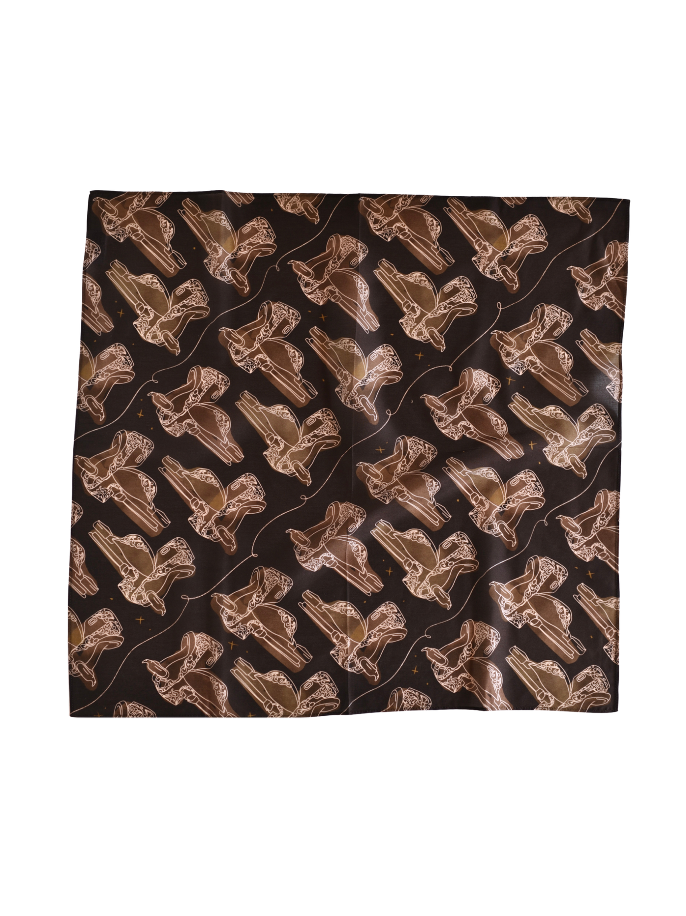 Western Saddle in Arena Brown Cowgirl Silk Scarf Wild Rag