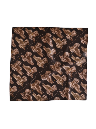 Western Saddle in Arena Brown Cowgirl Silk Scarf Wild Rag