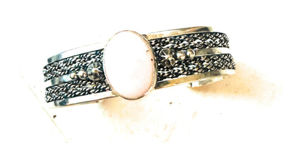 Queen Pink Conch Shell & Sterling Silver Cuff Bracelet