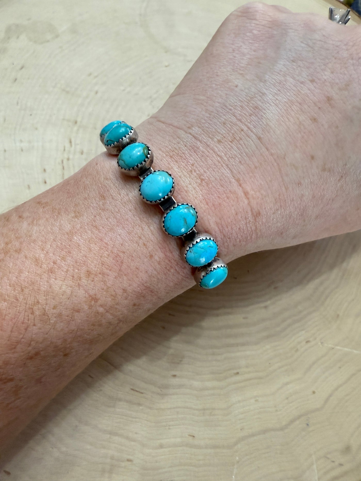 Handmade Blue Bird Turquoise & Sterling Silver Cuff Bracelet