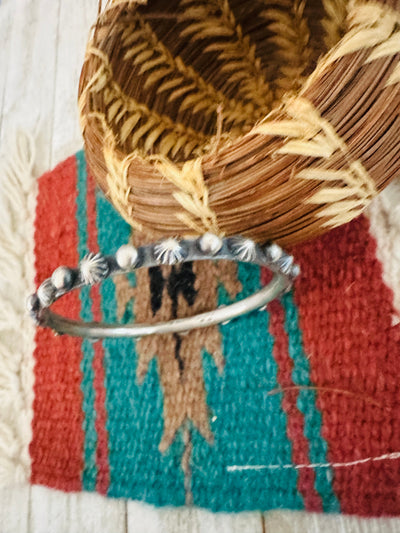 Chimney Butte Navajo Sterling Silver Studded Bangle Bracelet