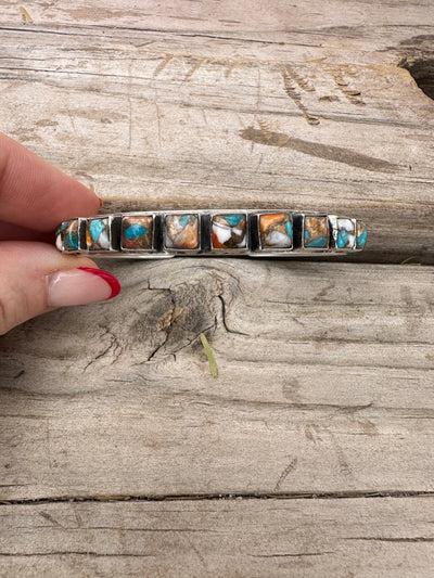 Handmade Spice & Sterling Silver Cuff Bracelet (more blue)