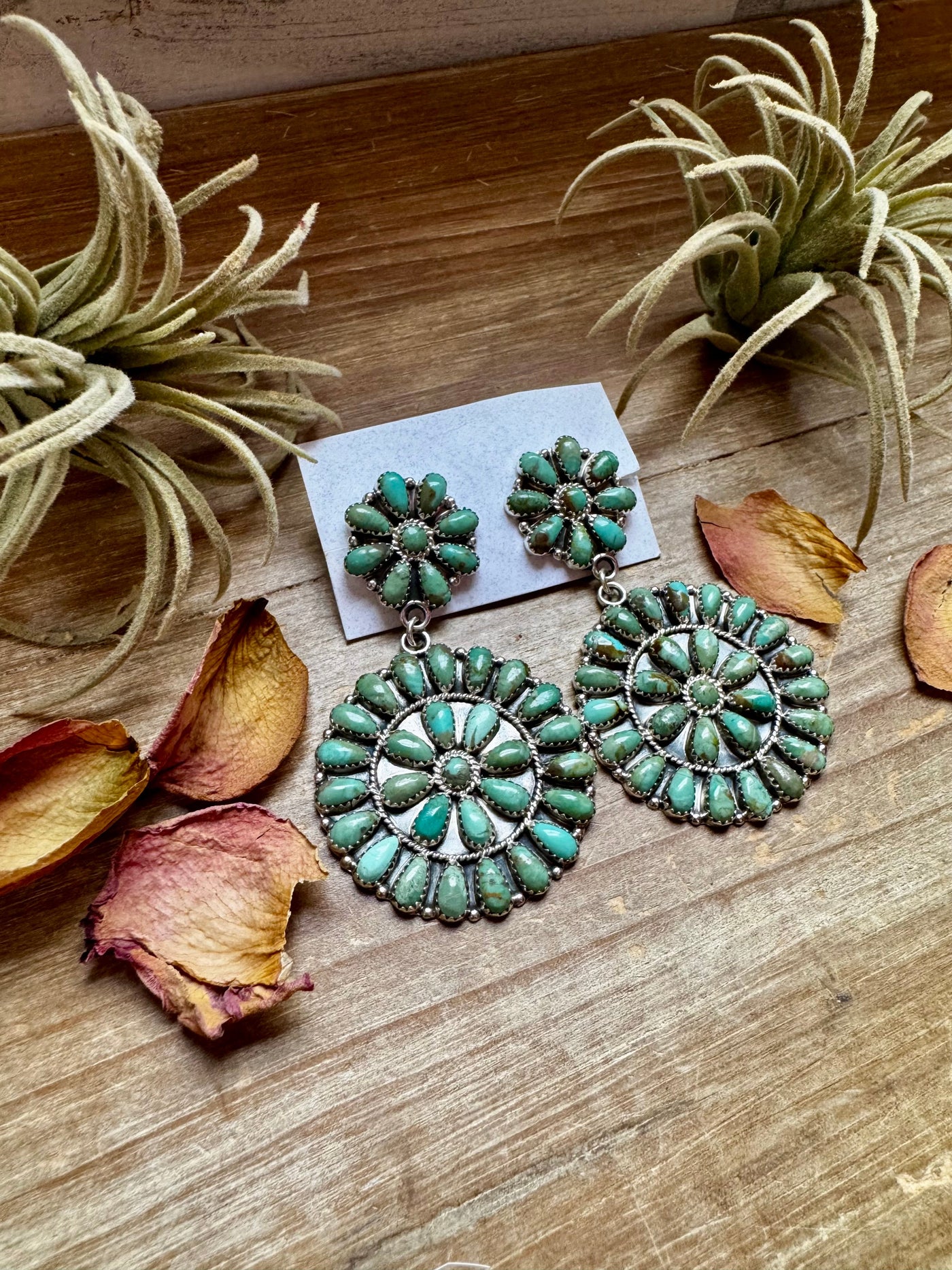Cluster Dangle Earrings – Kingman Turquoise & Sterling Silver