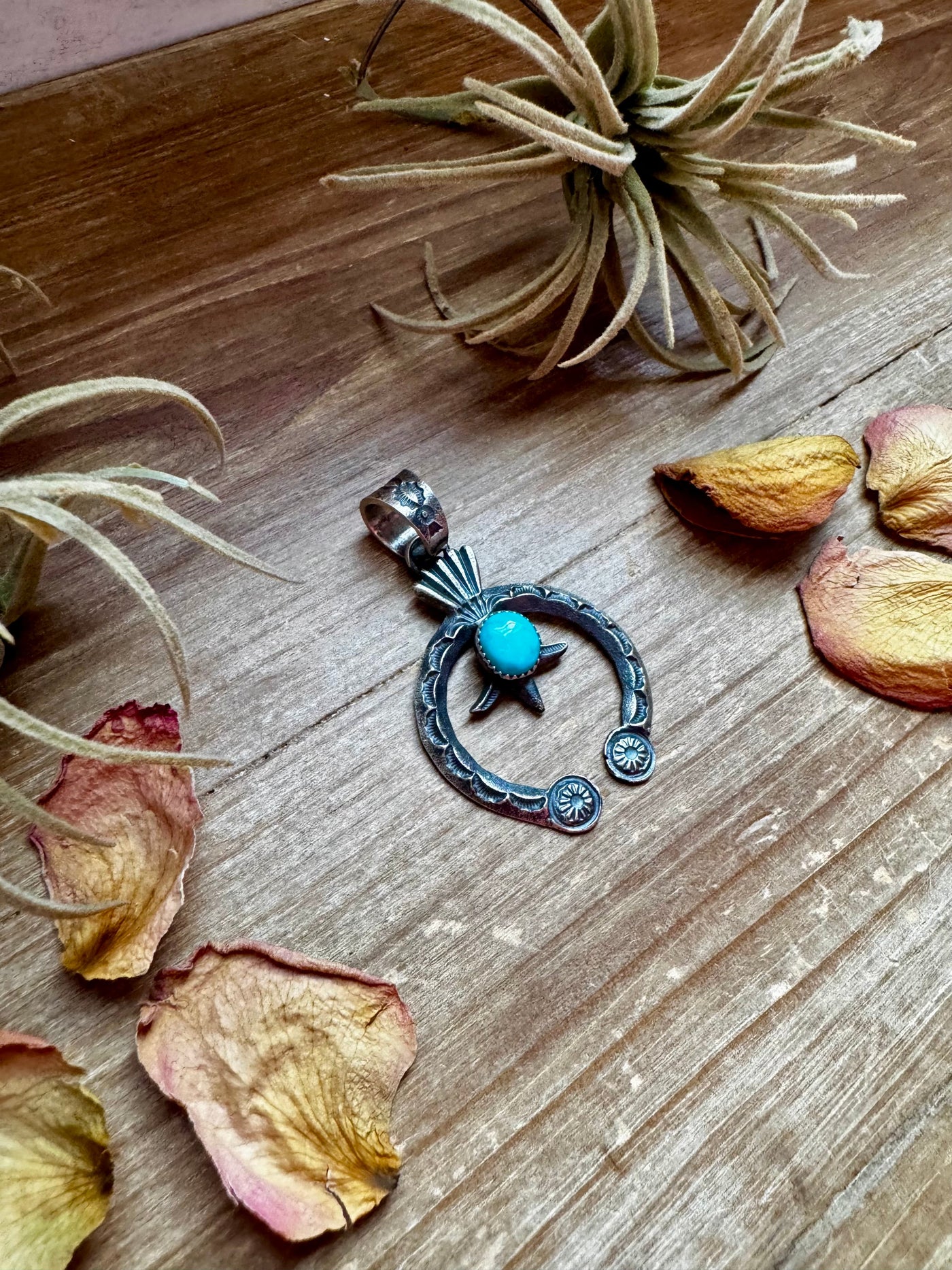 Naja Pendant by Kevin Begay – Sterling Silver & Kingman Turquoise