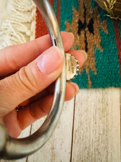 Handcrafted Sonoran Mountain Turquoise & Sterling Silver Cuff Bracelet by Russell Sam