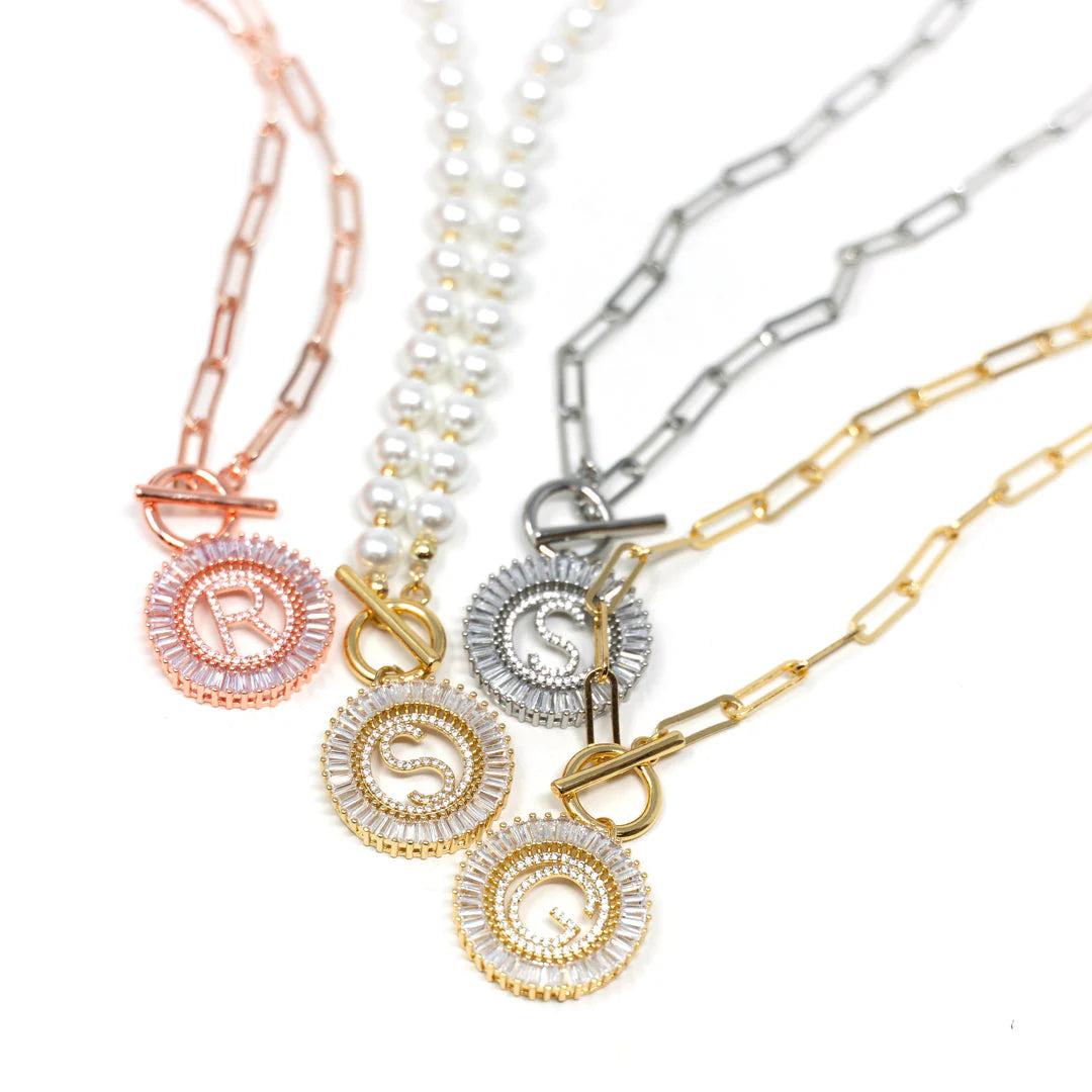 Paperclip Chain Radiant Initial Necklace