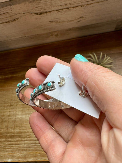 Snake Eye Hoop Earrings – Kingman Turquoise & Sterling Silver