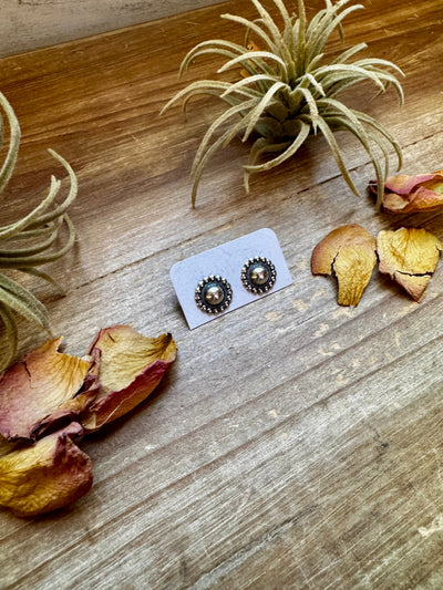 Mini Sterling Silver Concho Stud Earrings – Made in the USA