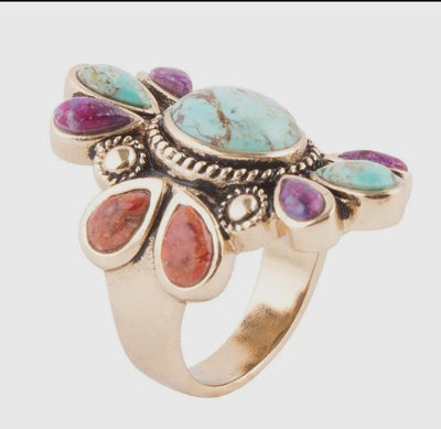 “The Golden Collection”  Turquoise, Spiny Ring Handmade Gold Plated Ring