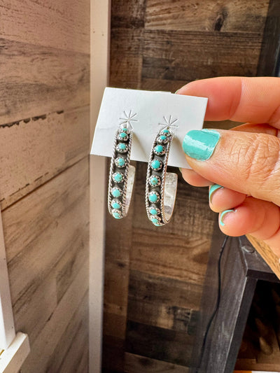 Snake Eye Hoop Earrings – Kingman Turquoise & Sterling Silver