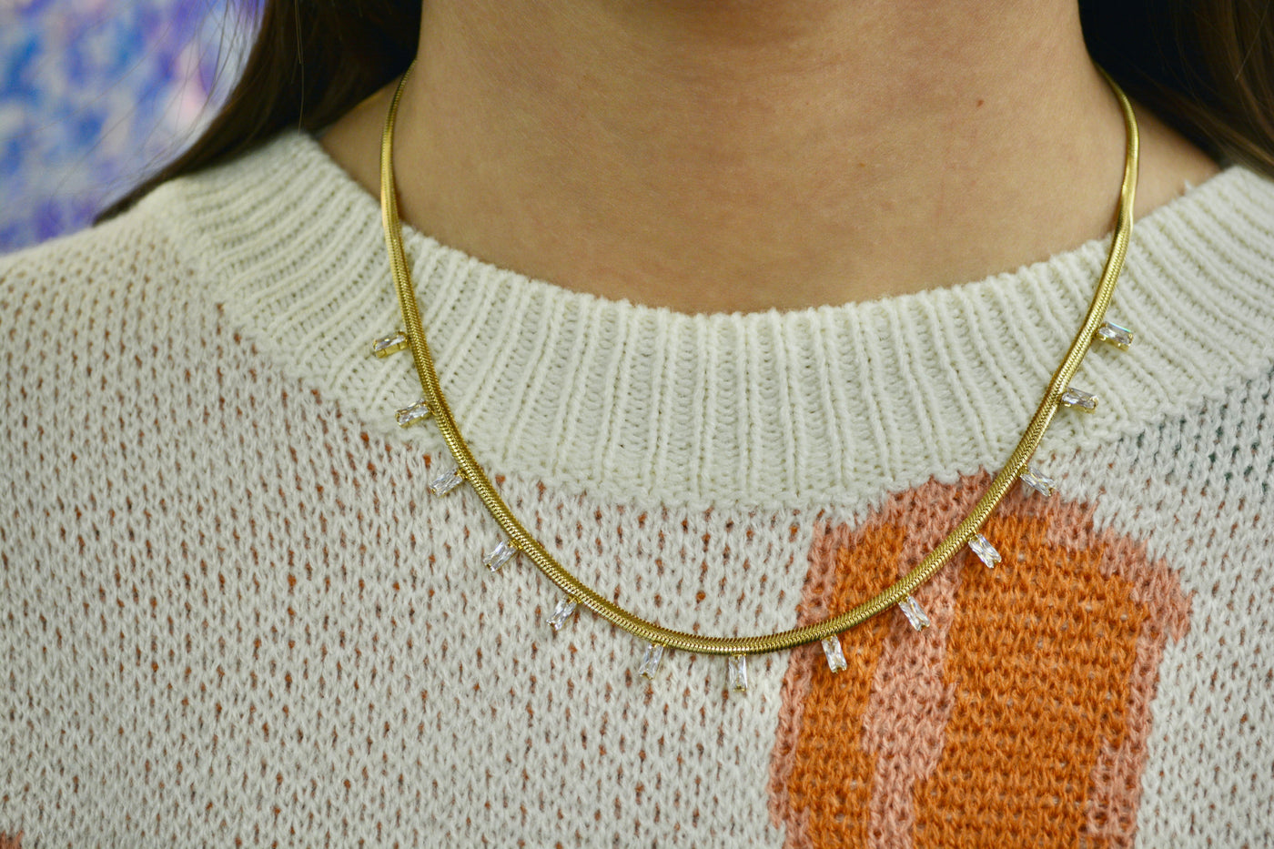 Amelia CZ Baguette Necklace