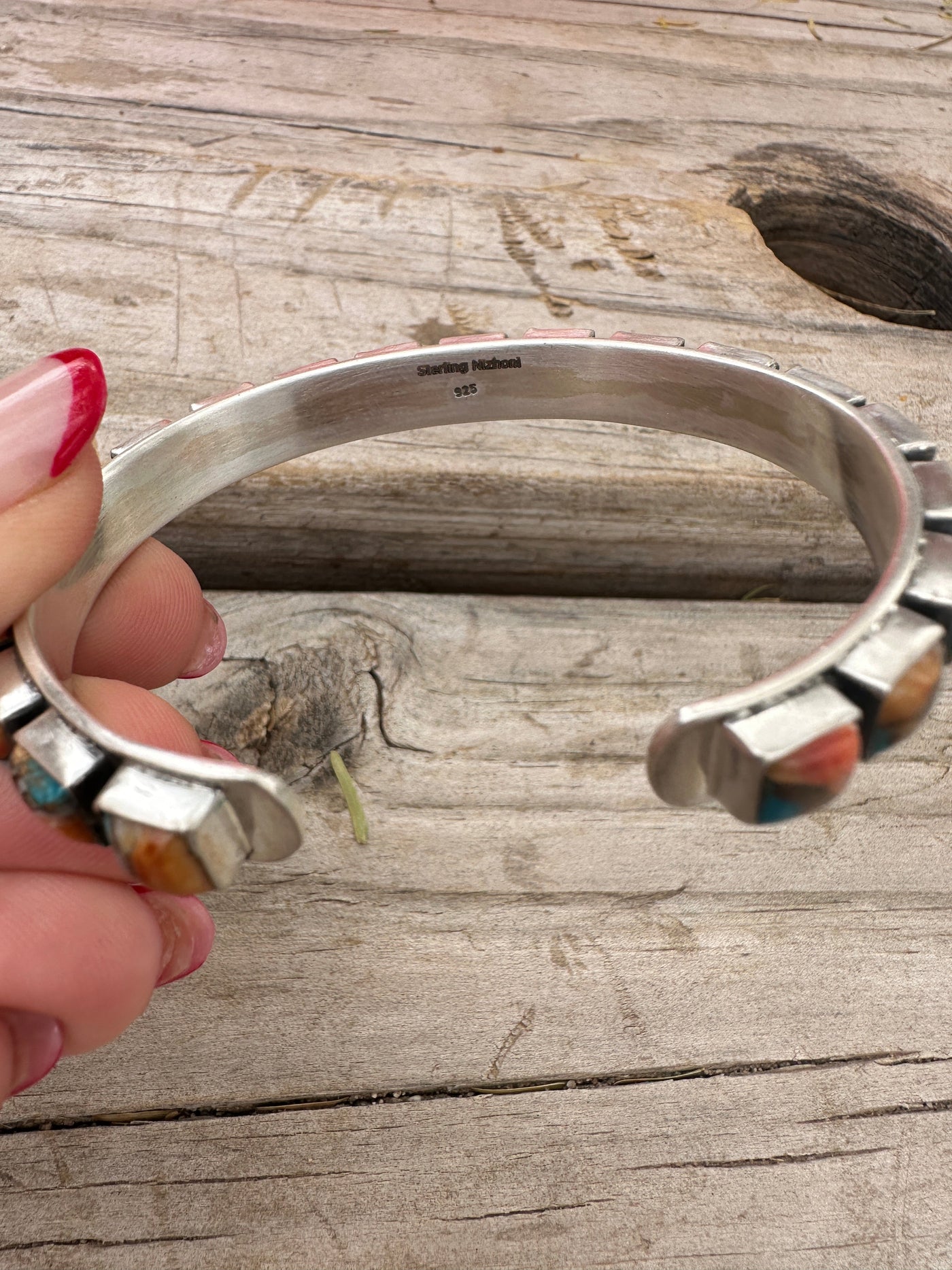 Handmade Spice & Sterling Silver Cuff Bracelet (more blue)