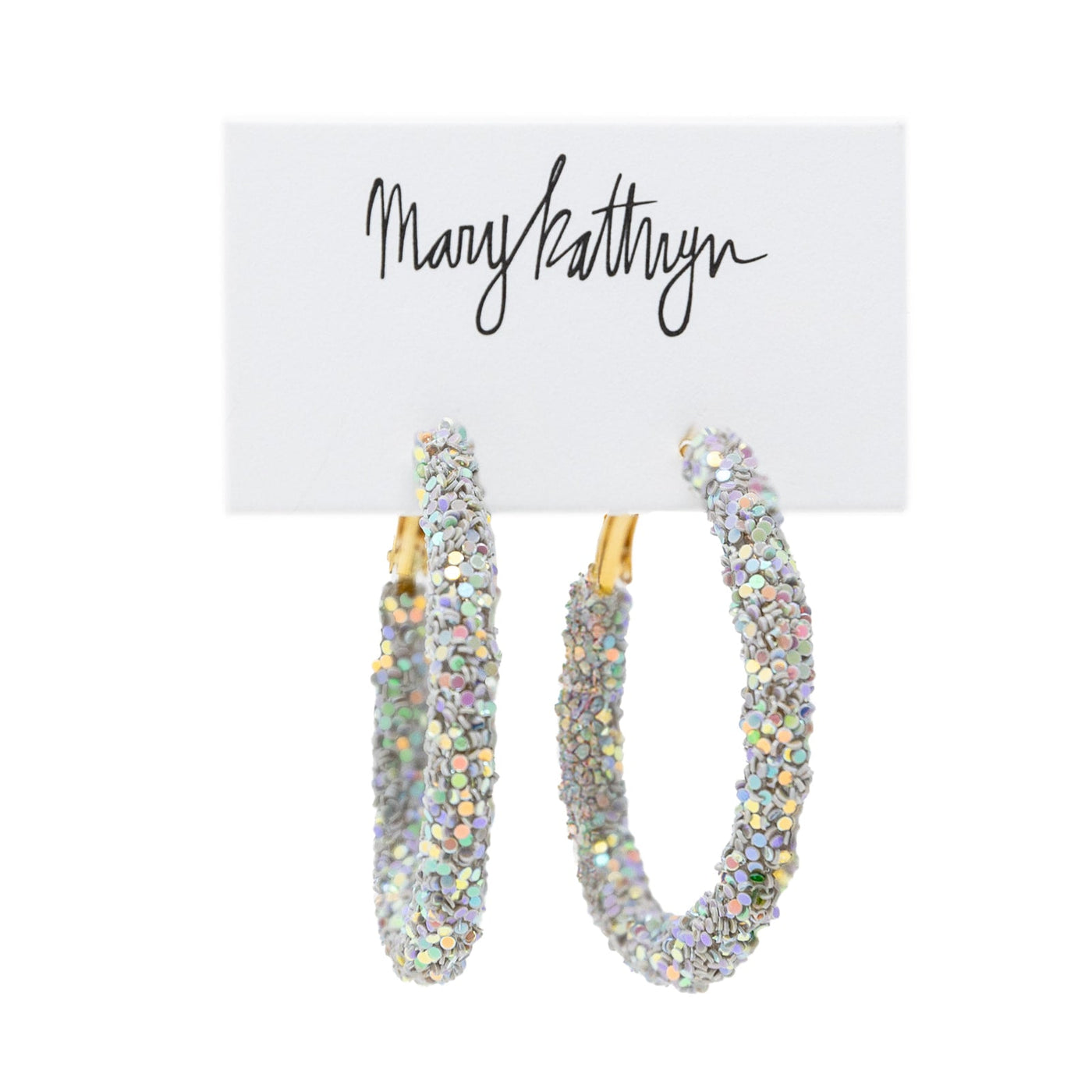 Grey Glitter Hoops