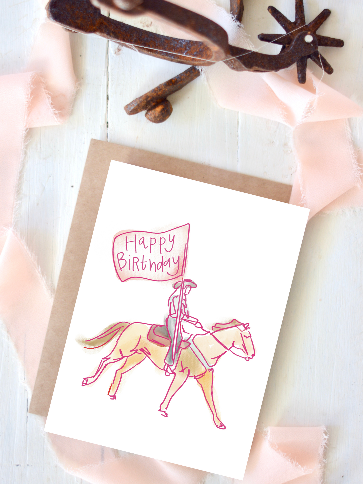 Birthday Flag Bearer Western Cowgirl Blank Birthday Card