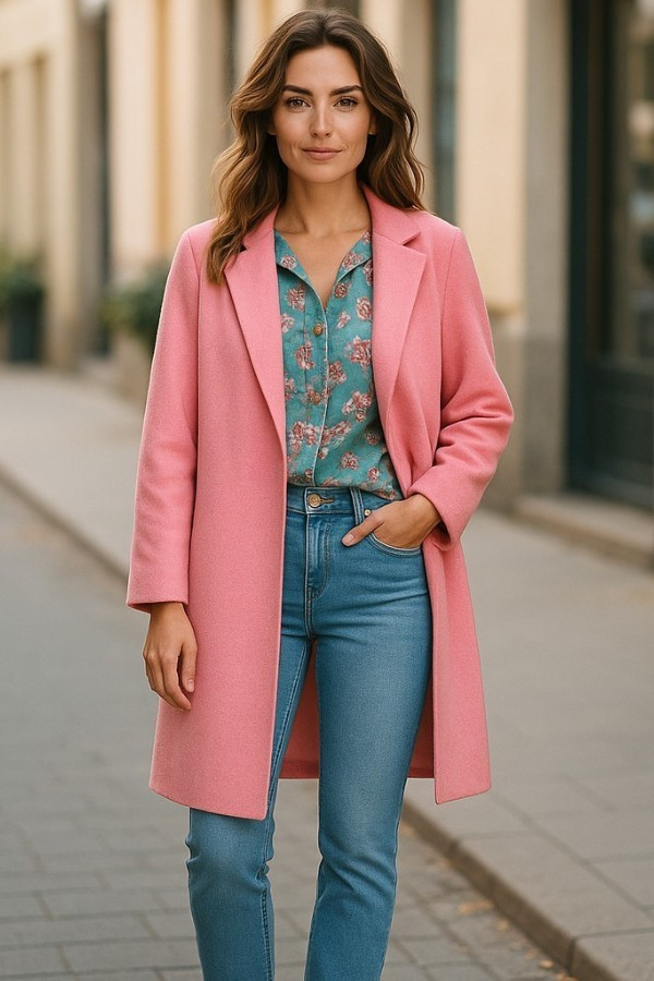 SC - Juliette Pink Mid-Length Coat